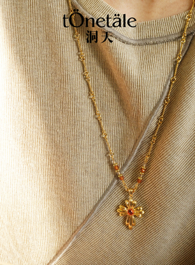 TONE&TALE弗朗花十字串珠项链