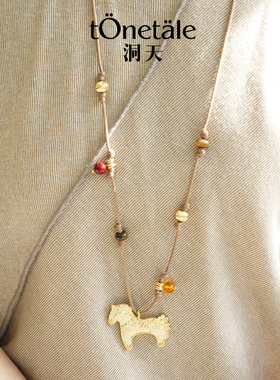 小马桑尼花马编织长项链