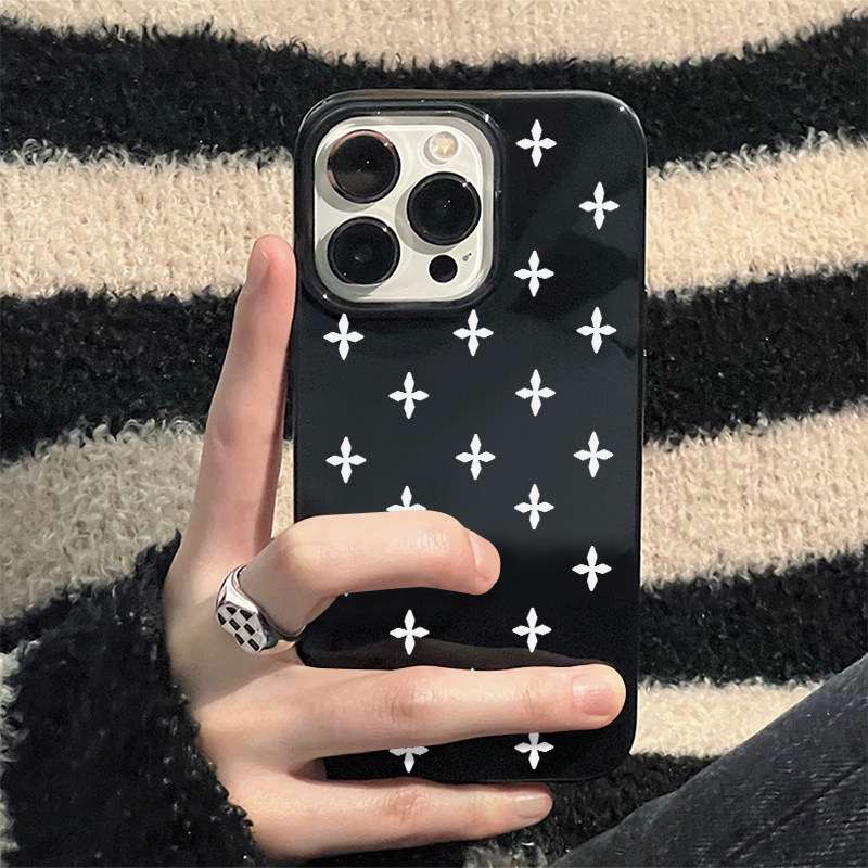 简约ins风小花适用iPhone16promax好看的手机壳17PRO苹果15plus黑色14硅胶13小众12软套11防摔XS女XR磨砂Air