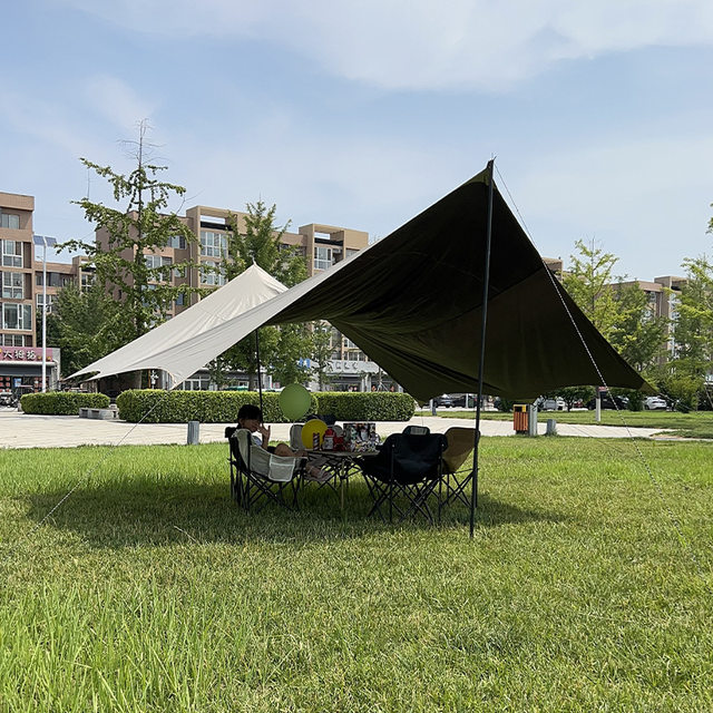 Vinyl canopy tent outdoor equipment table and chair camping six-piece set camping sunproof windproof rainproof awning cloth large