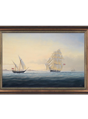 一帆风顺油画高清喷绘风景装饰画客厅办公室美式挂画壁画