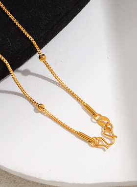 精致无吊坠蛇骨链M扣24K金项链素链不掉色单链裸链锁骨链条配饰品