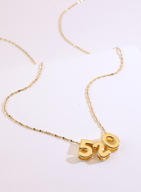 铜镀18K金26个英文字母吊坠穿孔数字爱心串珠项链diy配件跨境饰品