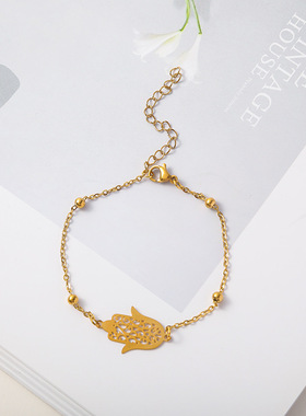 跨境简约百搭不锈钢手饰21+4珠子链单手钛钢手链现货流行手链