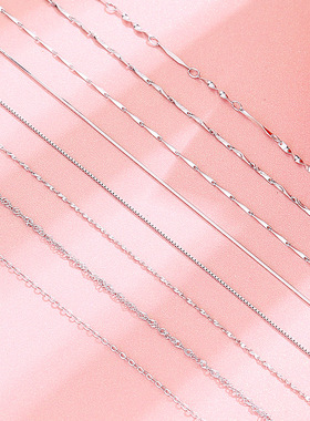 925银链子锁骨链瓜子元宝蛇骨满天星O字简约纯银项链素链