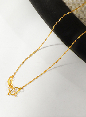 洗澡不用摘钛钢保色肖邦链盒子间隔珠珠链项链M扣圆蛇链太阳花链