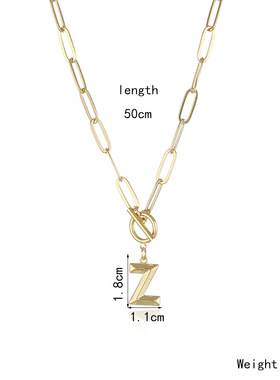 跨境欧美字母项链镀真金潮流嘻哈项链欧美26英文字母吊坠项饰