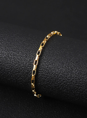 不锈钢金色手链 跨境热销女士镀18K真金时尚百搭手环饰品钛钢手链