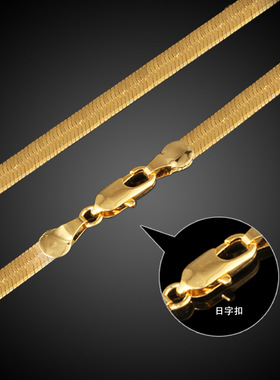 跨境电商货源扁蛇链18K镀金刀片形蛇骨链子男女复古项链铜饰品