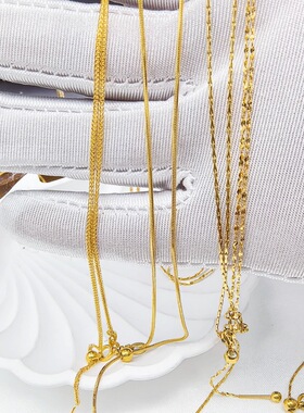 钛钢针式链带珠万能链DIY配链肖邦链满天星链真空电18K金保色好