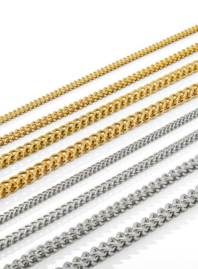 钛钢立体几何正反四方链男女通用夸张嘻哈朋克设计感小众高级饰品