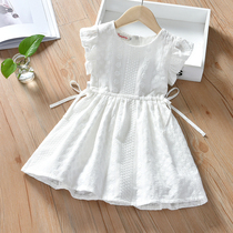 Cotton baby princess skirt foreign school white skirt summer dress new style childrens white vest skirt girls dress big boy