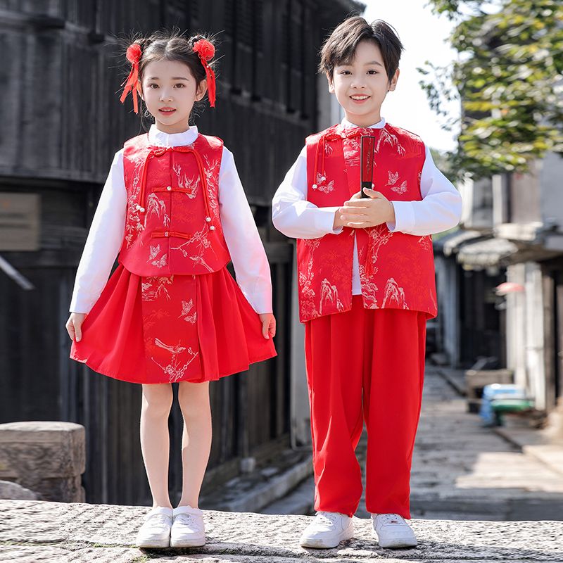 元旦儿童大合唱演出服新中式国风礼服中小学生诗歌朗诵班服表演服 - 图3