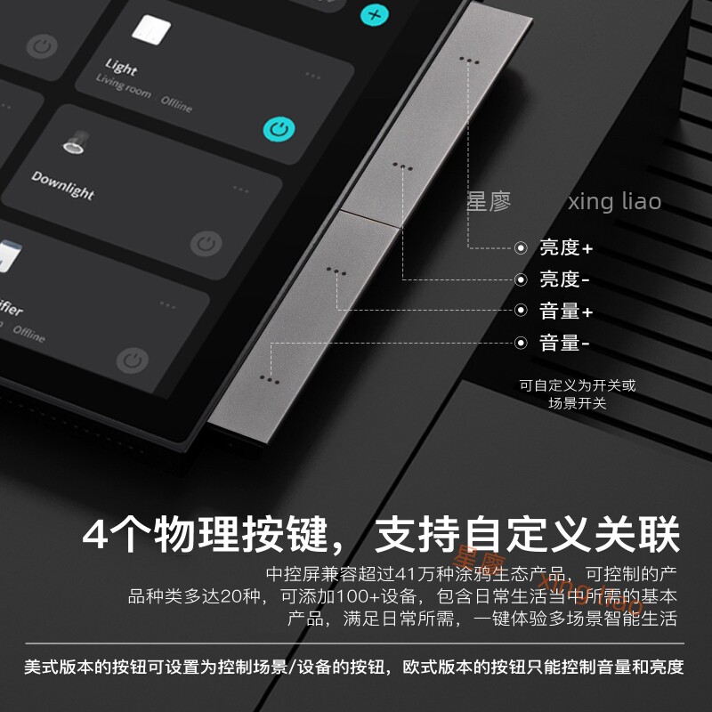 涂鸦智能10.1寸智能高清屏背景音乐主机楼宇视频对讲中控屏多功能