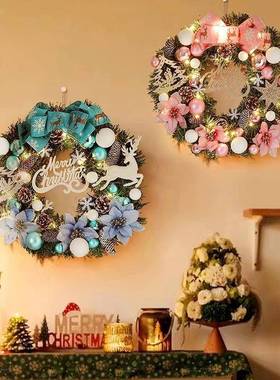 花环花圈圣诞节装饰品仿真藤条圣诞树酒店商场景布置门挂墙饰摆件