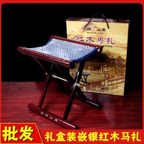 Weifang Insert Silver Red Wood Maza Household Solid Wood Portable Indoor Wooden Folding Stool For Elders Gift Gifts