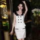 Maison Wester summer retro lapel slim top hip-hugging skirt suit skirt ສາມາດໃສ່ໄດ້ຢ່າງເປີດເຜີຍ