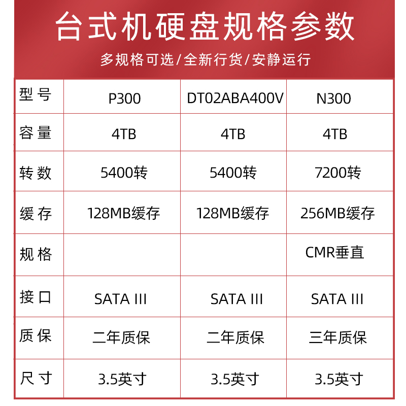 东芝台式机机械硬盘4tb P300电脑内置监控服务器垂直cmr硬盘nas - 图0