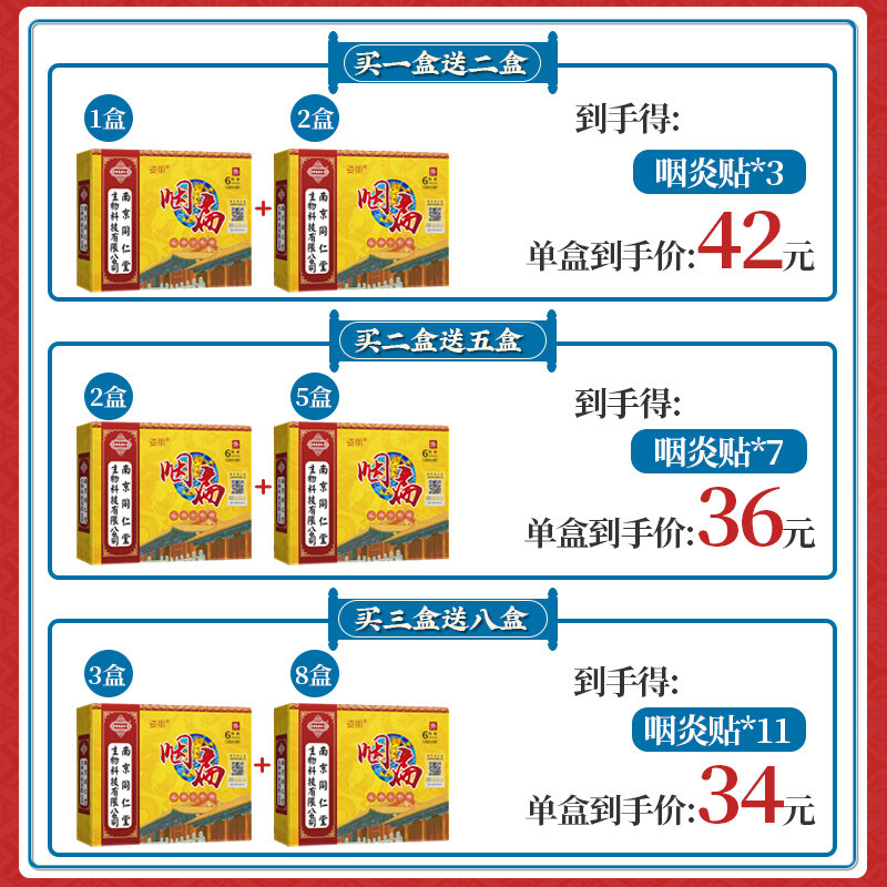咽喉发炎慢性神器异物滤泡消炎贴dy 信德堂大药房膏药贴（器械）