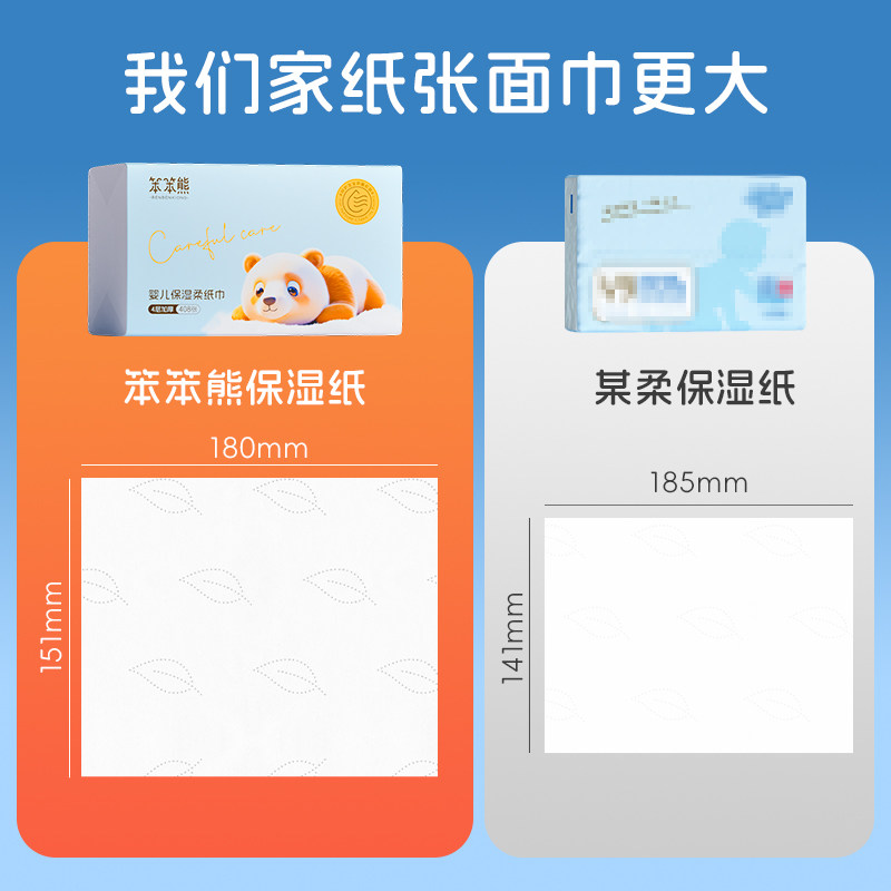 笨笨熊宝宝云柔巾保湿纸婴儿专用纸柔纸巾乳霜纸擦鼻子纸可擦手,淘宝优惠券,粉丝福利购,淘宝优惠卷