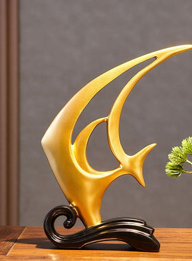 翻旧事轻奢高档鱼摆件书房办公室玄关酒柜简约风桌面摆件送长辈节