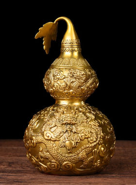 铜一家葫芦摆件铜葫芦龙纹葫芦吉祥八宝客厅玄关办公室桌面大号大
