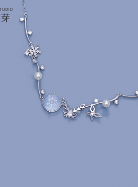 花芽【冰雪蝴蝶】轻奢雪花项链
