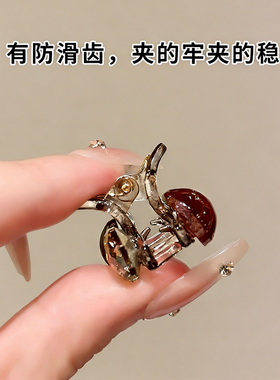 精致迷你红色珍珠水晶发夹