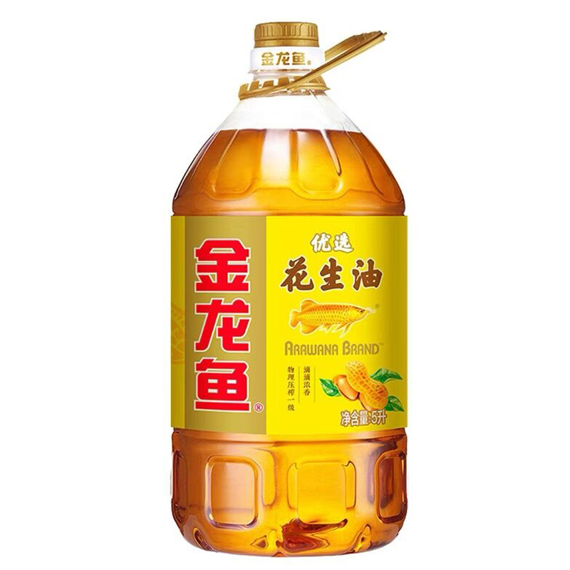 金龙鱼优选花生油5L/桶浓香花生油5升物理压榨一级家用食用植物油-图0