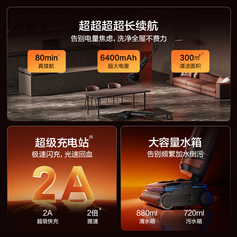 添可洗地机躺平0缠毛蒸汽吸洗拖Stretch Steam - 图3