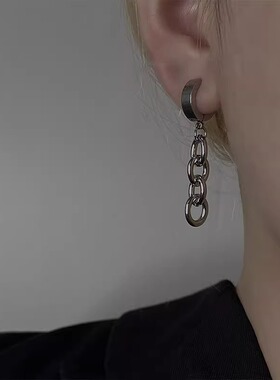 简约高级感链条耳环男轻奢复古冷淡风气质耳饰女耳夹个性街头耳饰