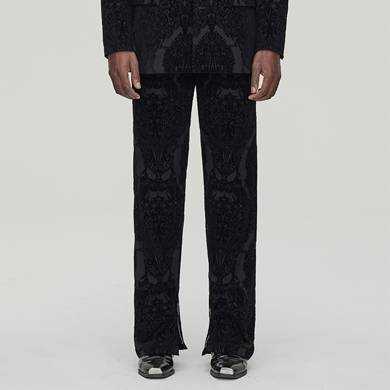 GLACIERBOY JEWELRY BUTTON & BLACK PAISLEY SUIT TROUSERS - 图0