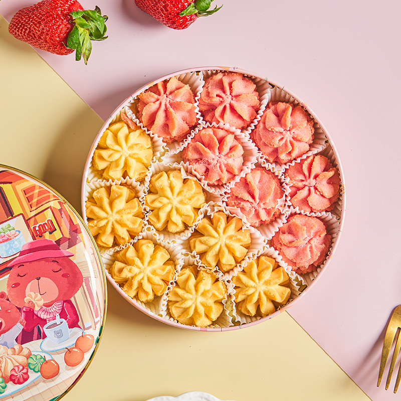 优乐熊小熊饼干双拼曲奇150gx3盒原味黄油三味组合草莓抹茶巧克力