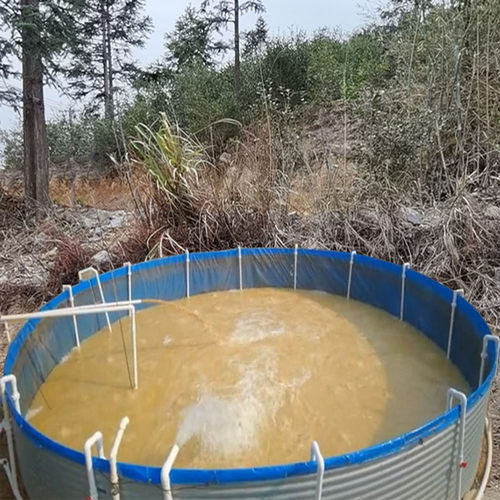 新型户外大型圆形高密度帆布养鱼池加厚刀刮防水池养殖镀锌板支架 - 图0