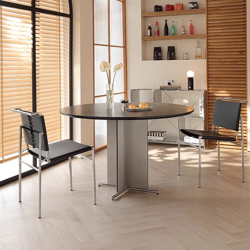 维可/实木圆桌小户型中古风饭桌实木餐桌家用设计师大理石圆形桌,淘宝优惠券,粉丝福利购,淘宝优惠卷