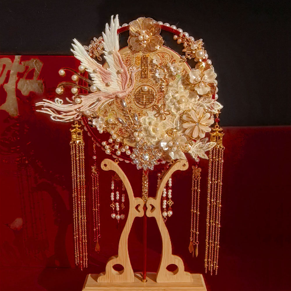 新娘团扇diy材料包手工喜扇中式成品婚礼双面高级结婚送新人礼物,淘宝优惠券,粉丝福利购,淘宝优惠卷