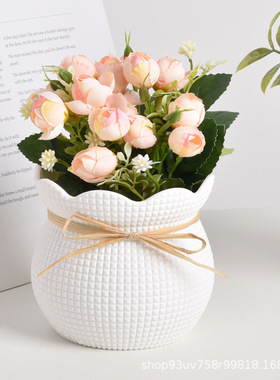 塑料花盆创意泡沫植绒仿真盆栽家居插花装饰仿真植物摆件花盆塑料