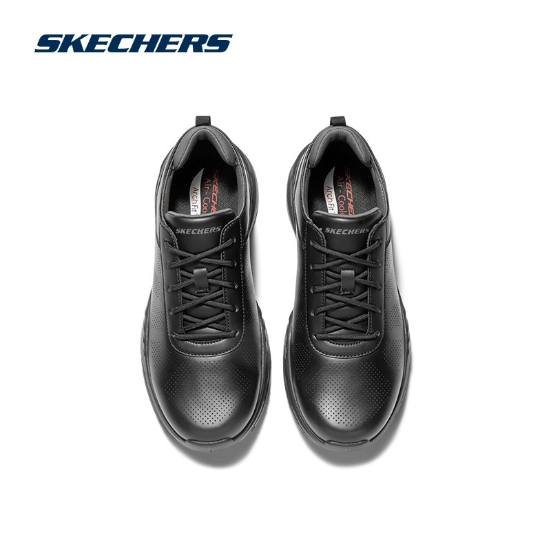 skechers斯凯奇皮鞋男真皮商务休闲鞋黑色通勤上班工作鞋男运动鞋,淘宝优惠券,粉丝福利购,淘宝优惠卷