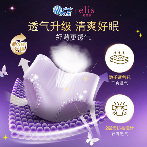 【多买多送】大王安睡裤elis爱璐茜卫生巾安心裤星夜高腰柔软48条 - 图1