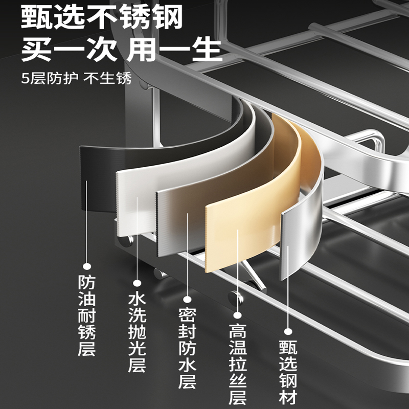 不锈钢折叠备菜盘厨房置物架配菜盘碗碟收纳多层壁挂台面放菜架子 - 图3