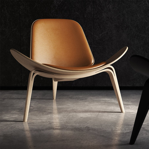 北欧微笑贝壳椅客厅靠背飞机椅休闲简约现代设计师阳台单人沙发椅 - 图1