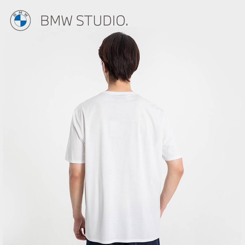 【100%棉】BMW Studio宝马男装夏季时尚男士圆领纯棉短袖T恤上衣 - 图1