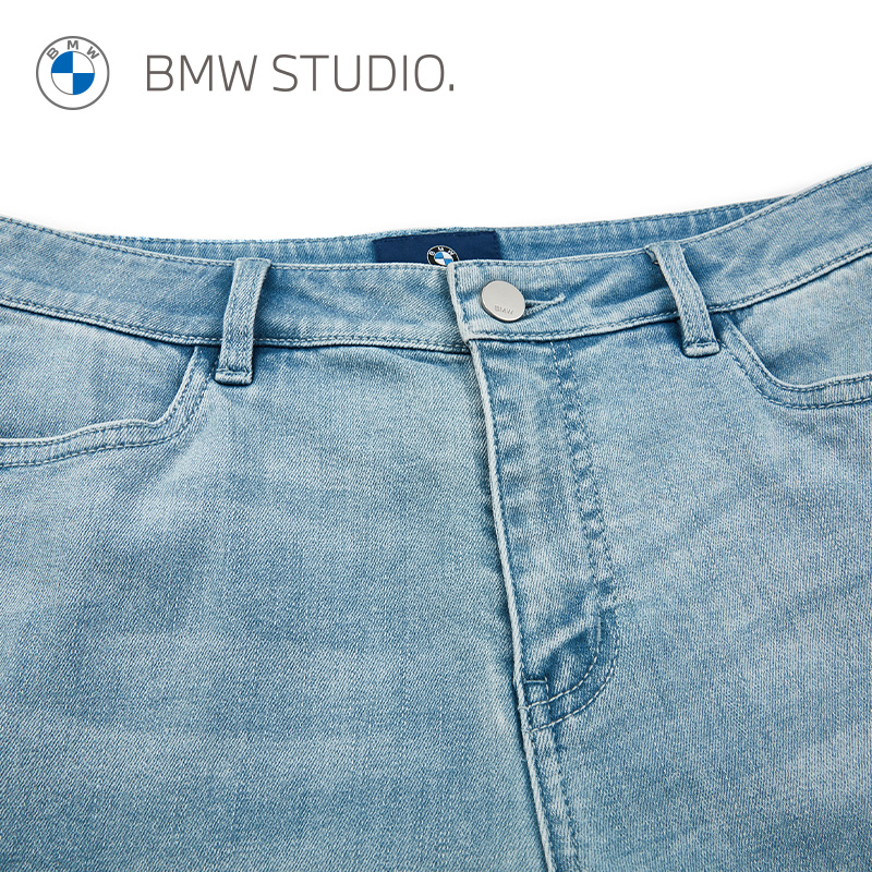 BMW Studio宝马女装2022夏季新款时尚清新浅蓝女士牛仔裤长裤 - 图1