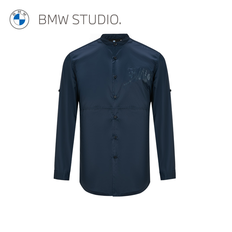 BMW Studio宝马男装春秋款圆领衬衣百搭休闲气质时尚男士长袖衬衫