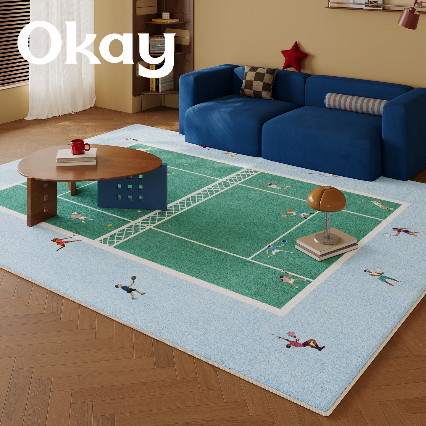 Rhythm tennis large carpet living room sofa coffee table floor mat high-end simple bedroom bedside blanket large area full carpet
