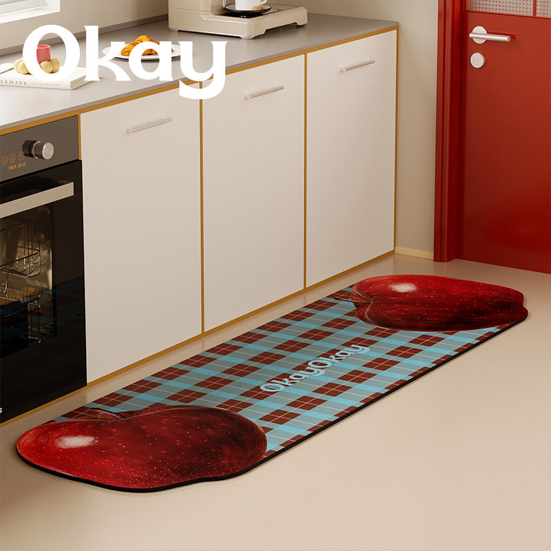 okay苹果椰子厨房地垫吸水吸油防滑耐脏脚垫高级感百搭简约地垫子,淘宝优惠券,粉丝福利购,淘宝优惠卷