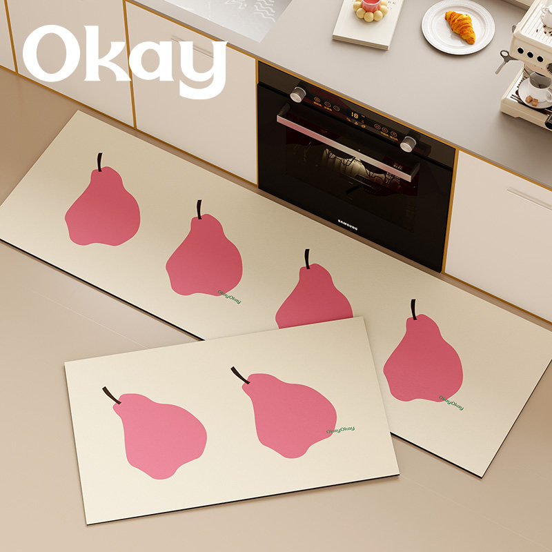 okay苹香蜜梨厨房地垫吸水吸油防滑耐脏脚垫高级感百搭简约地垫子,淘宝优惠券,粉丝福利购,淘宝优惠卷