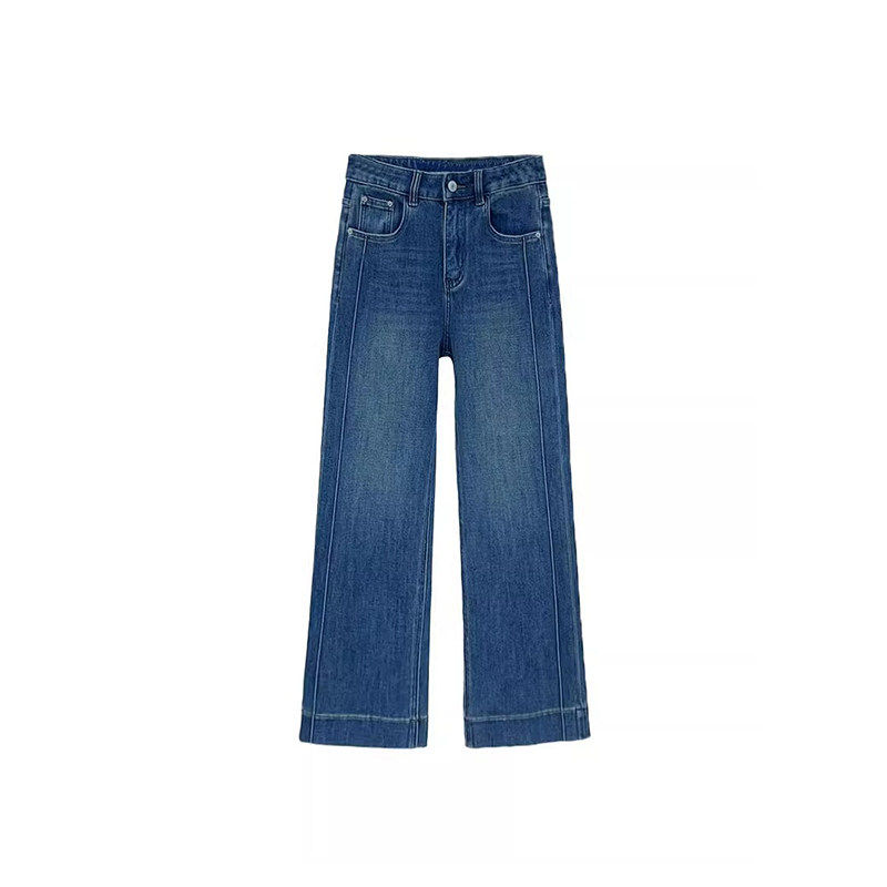 蓝色直筒牛仔裤女秋冬加绒大码梨形身材高腰弹力显瘦九分阔腿裤子,淘宝优惠券,粉丝福利购,淘宝优惠卷