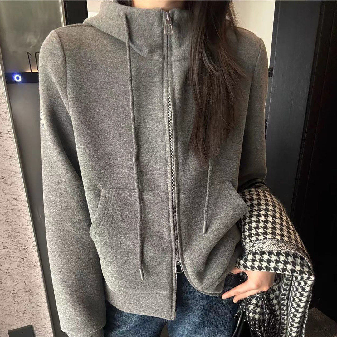 QM25M389时尚百搭连帽加绒卫衣开衫女宽松柔软舒适长袖短款外套,淘宝优惠券,粉丝福利购,淘宝优惠卷
