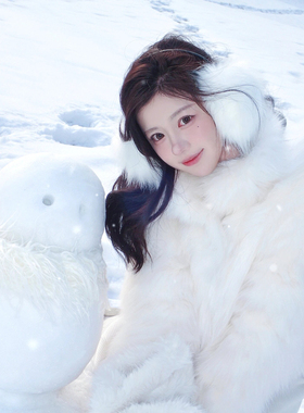 雪地小精灵~毛茸茸耳罩